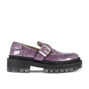 NWT Free People Mackenzie MJ Lug Sole Patent Leather Purple Loafers US 6